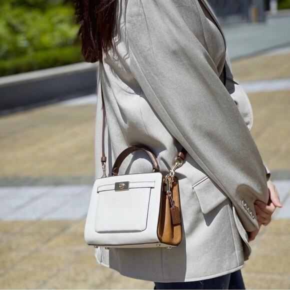 NWT Coach Mini Lane Top Handle In Colorblock In Chalk/Penny Multi/Pebble Leather - Picture 10 of 12